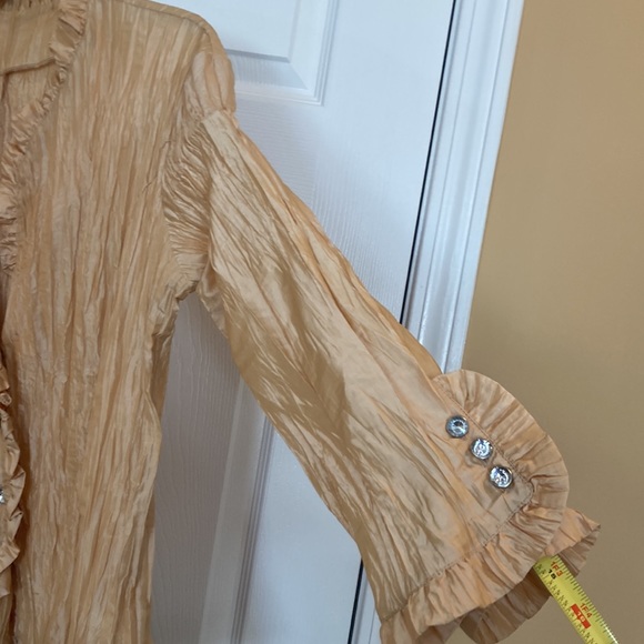 Golden-Yellow Crinkle Ruffle Faux Crystal Jacket. No Brand and No Size Listed. - Picture 4 of 10